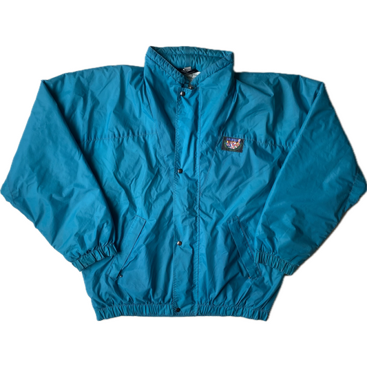 ✅ Veste Kway vintage, bleu turquoise, XL