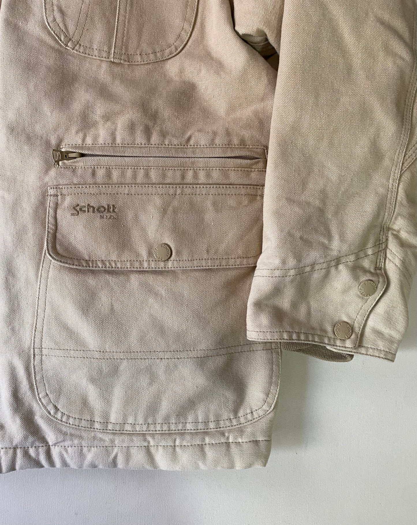 Veste jean épaisse Schott, beige, L oversize