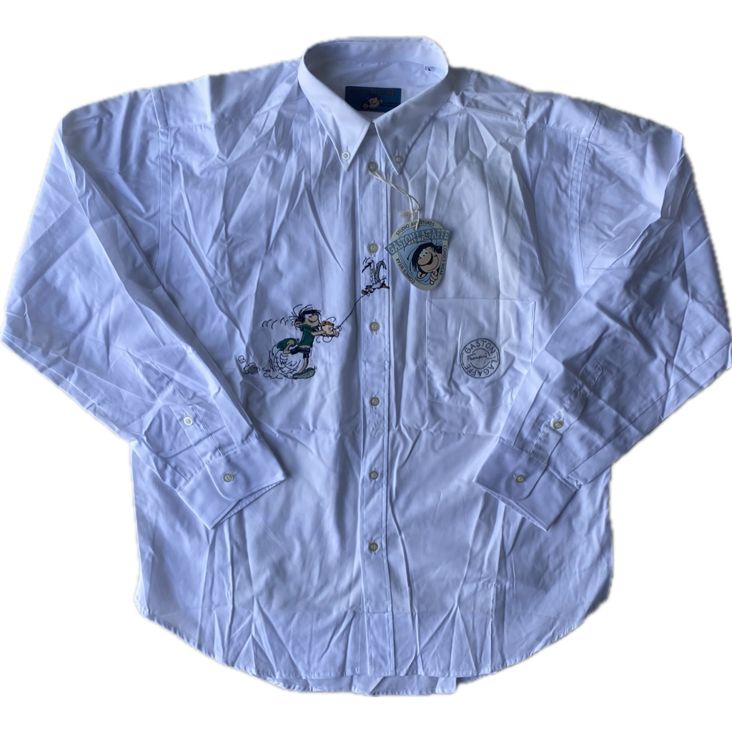 ✅ Chemise collector Gaston Lagaffe, blanc, L