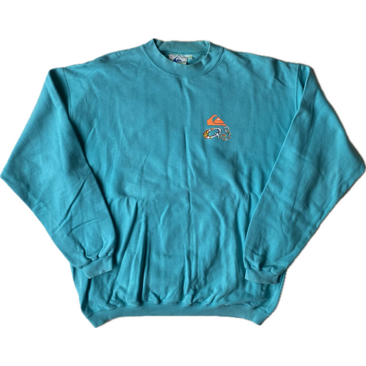 ✅ Pull Quiksilver vintage, bleu turquoise, XL