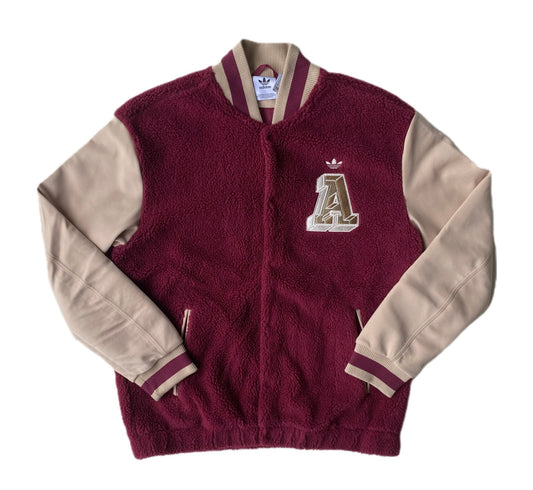 Bomber polaire Adidas, rouge bordeaux et beige, L