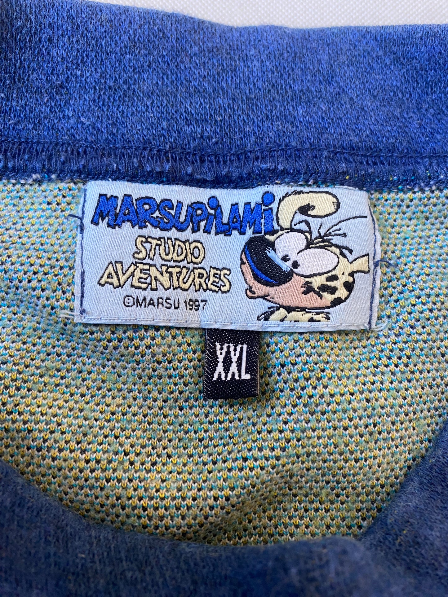 ✅ Pull collector Marsupilami, jaune et bleu, XL