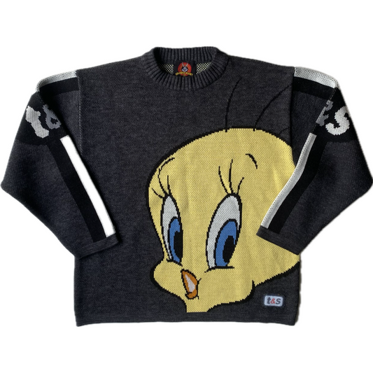 ✅ Pull collector Titi Looney Tunes, Gris & jaune, L/XL
