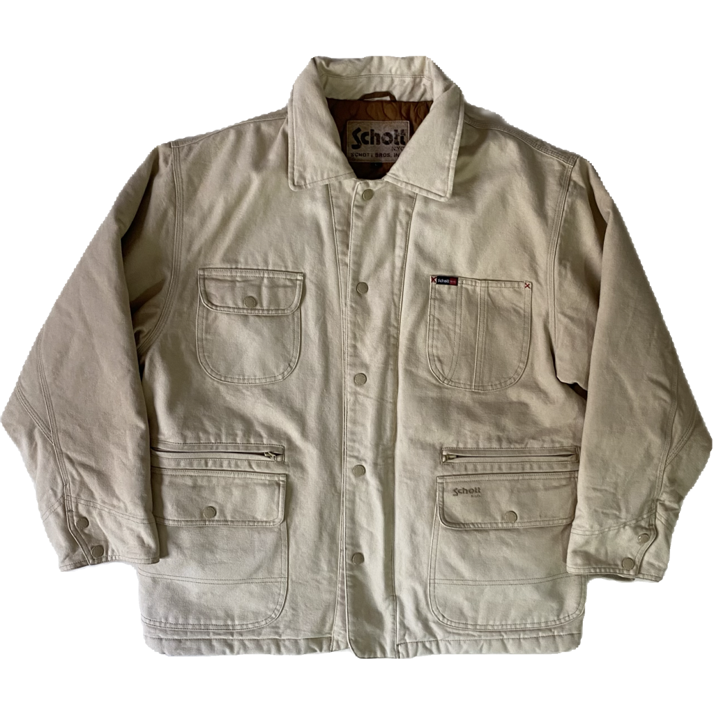 Veste jean épaisse Schott, beige, L oversize