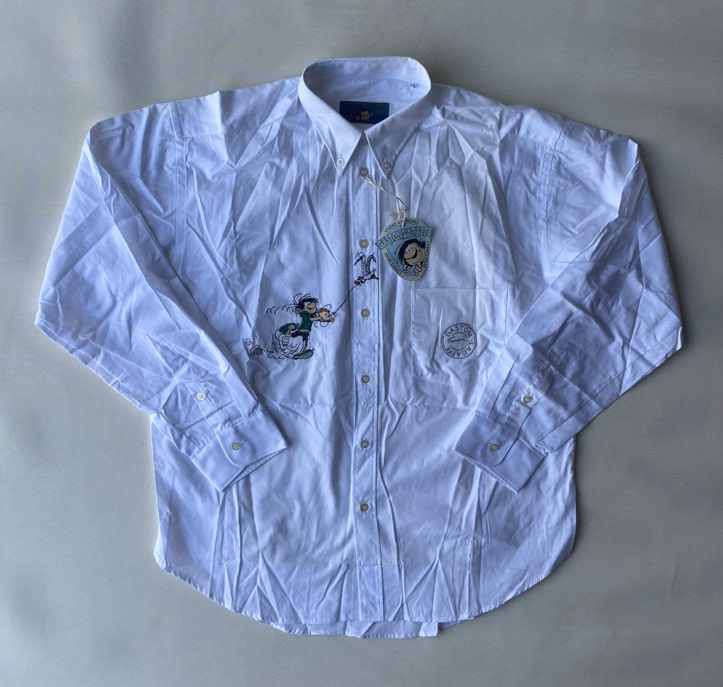 ✅ Chemise collector Gaston Lagaffe, blanc, L