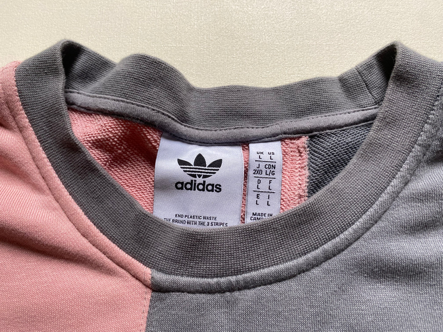 Pull Adidas, rose et gris, L