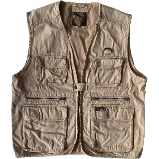 Gilet sans manches vintage Aigle, beige, L