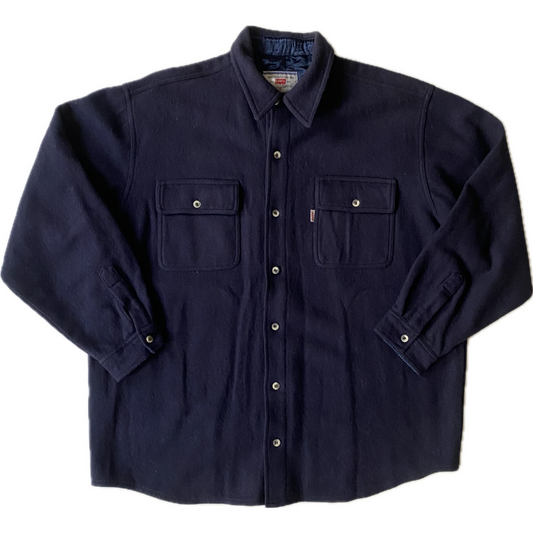 Veste chemise laine vintage Levi's, bleu marine, XL