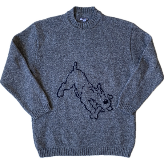 ✅ Pull collector Tintin (& Milou), gris, S