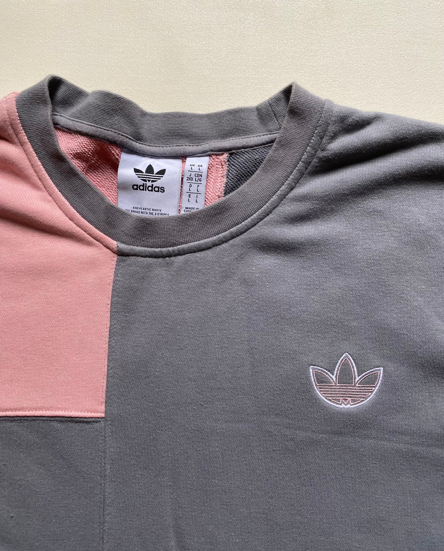 Pull Adidas, rose et gris, L