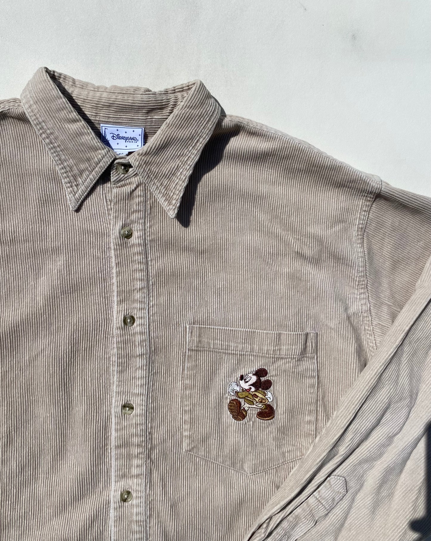 ✅ Chemise velours côtelé collector Mickey Disneyland Paris, beige, XL