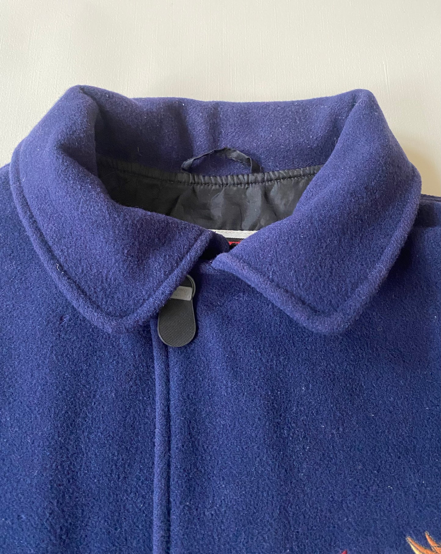 Manteau laine vintage Droopy, bleu marine, M légèrement oversize