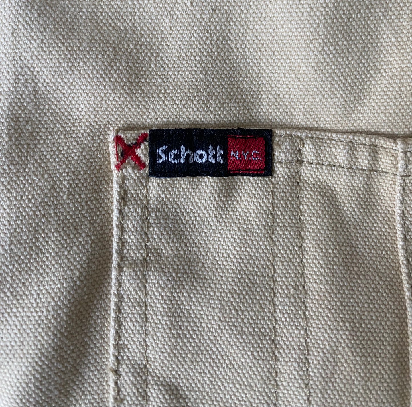 Veste jean épaisse Schott, beige, L oversize