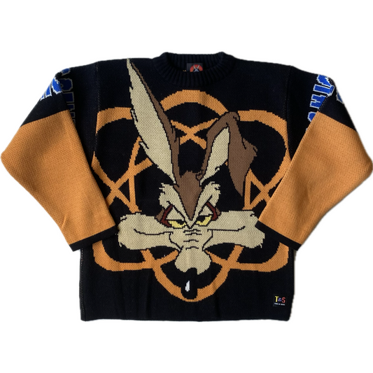 ✅ Pull collector Looney Tunes Vil Coyote, orange et noir, L