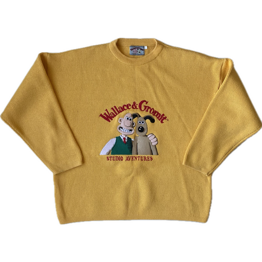 ✅ Pull collector Wallace et Gromit, jaune / orange, L/XL