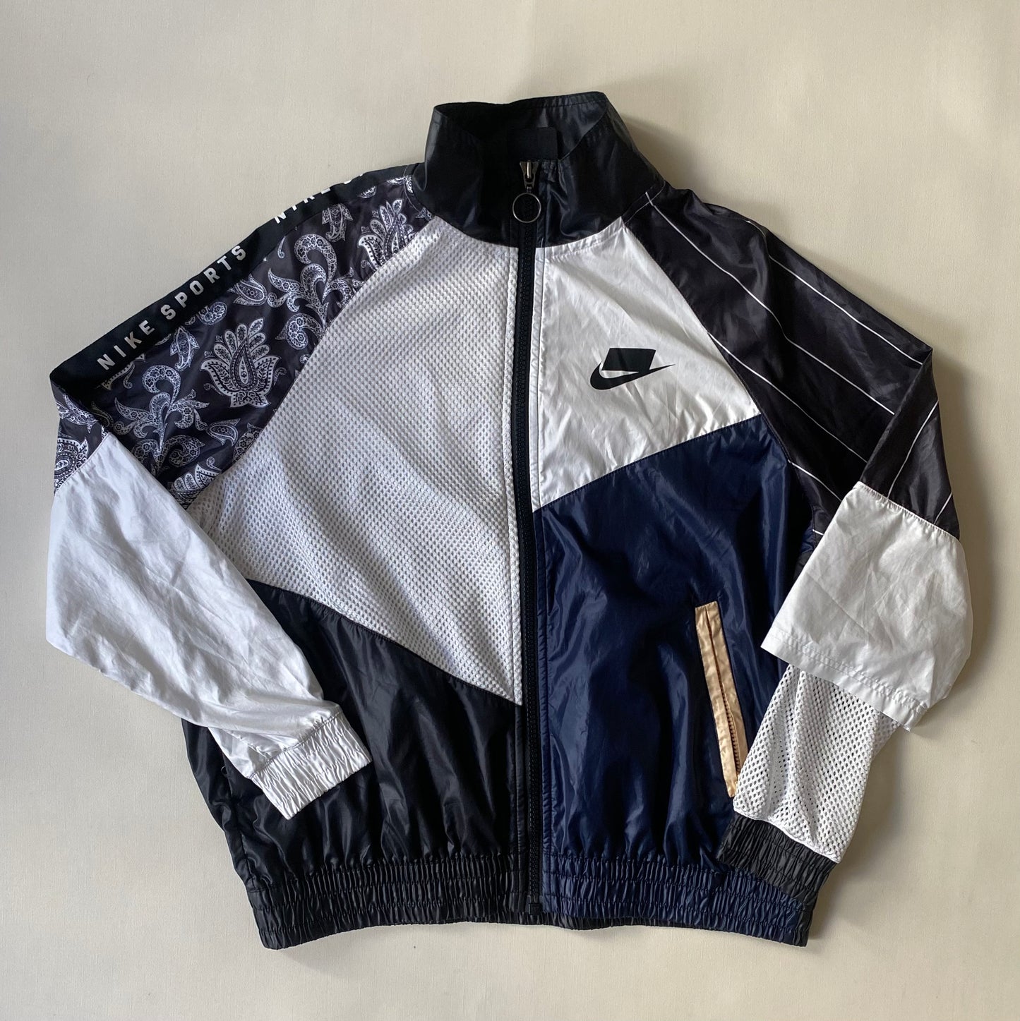 Veste jogging coupe-vent Nike, noir et blanc, S oversize