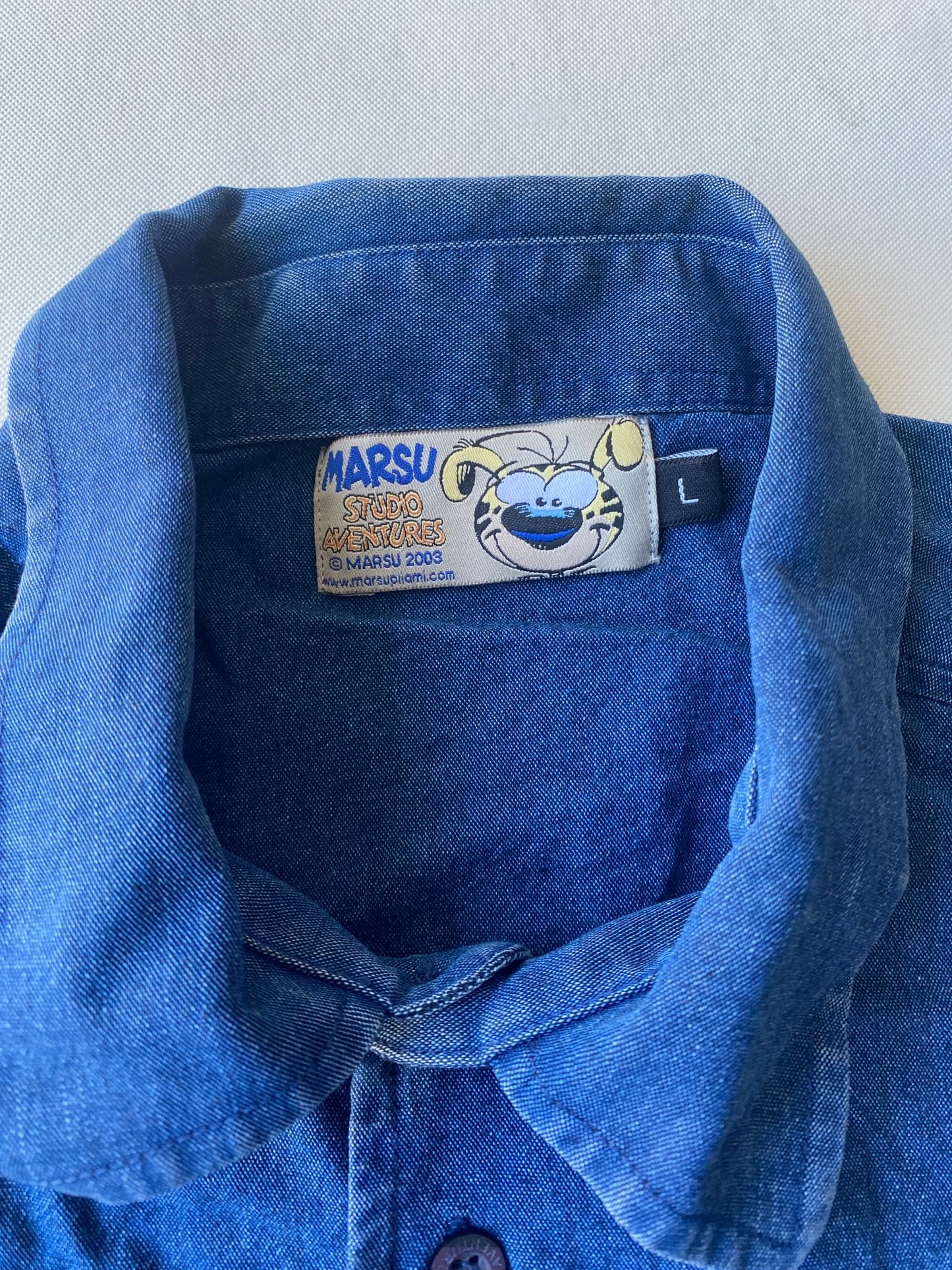 ✅ Chemise jean collector Marsupilami, bleu, L