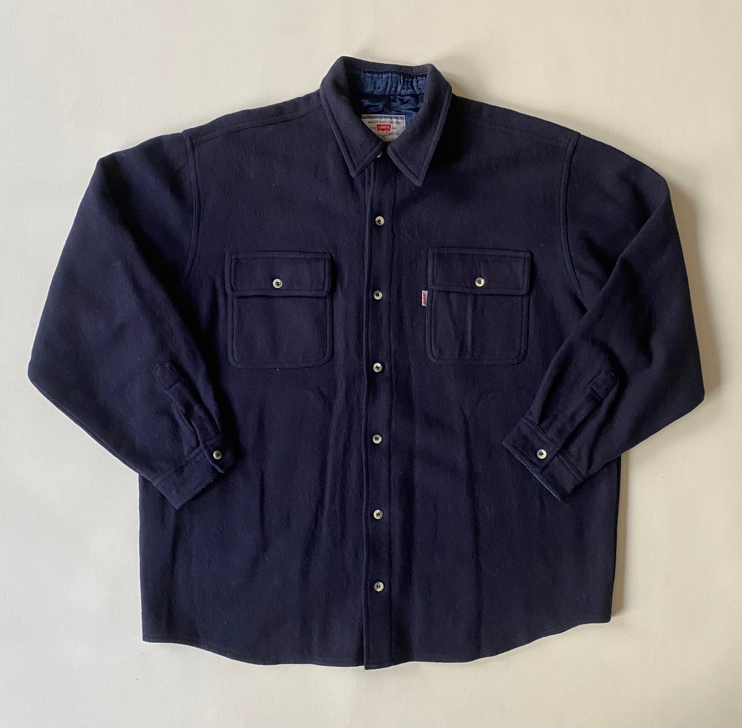 Veste chemise laine vintage Levi's, bleu marine, XL