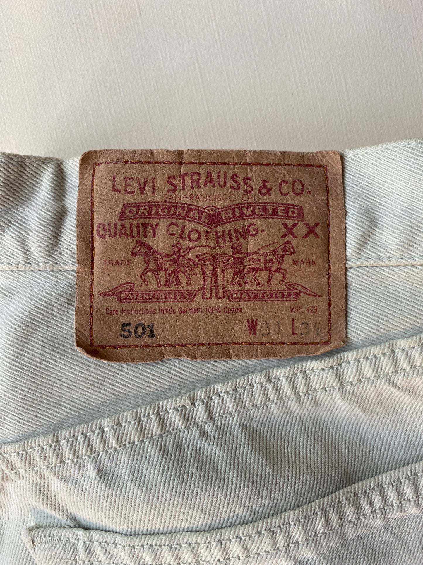 Jean Levi's 501, blanc / vert, 31-34