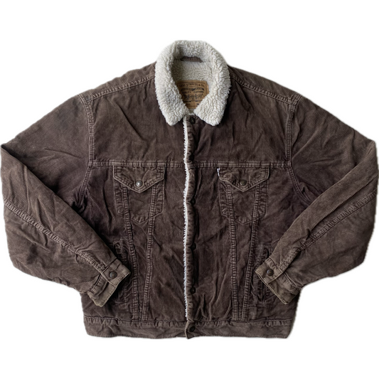 Veste polaire (trucker jacket) Levi's velours côtelé, marron, L