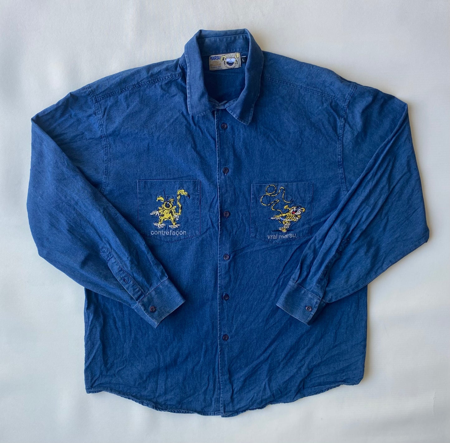 ✅ Chemise jean collector Marsupilami, bleu, L