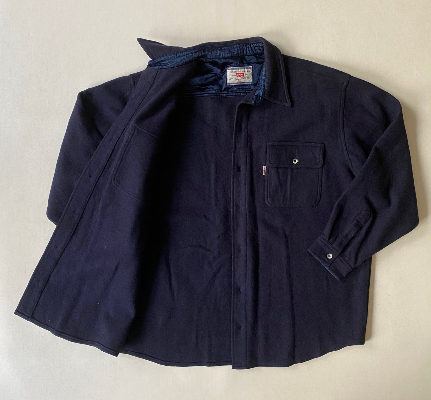 Veste chemise laine vintage Levi's, bleu marine, XL