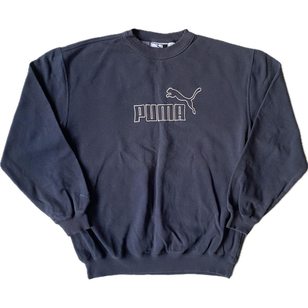 Pull vintage Puma, bleu marine, S légèrement oversize