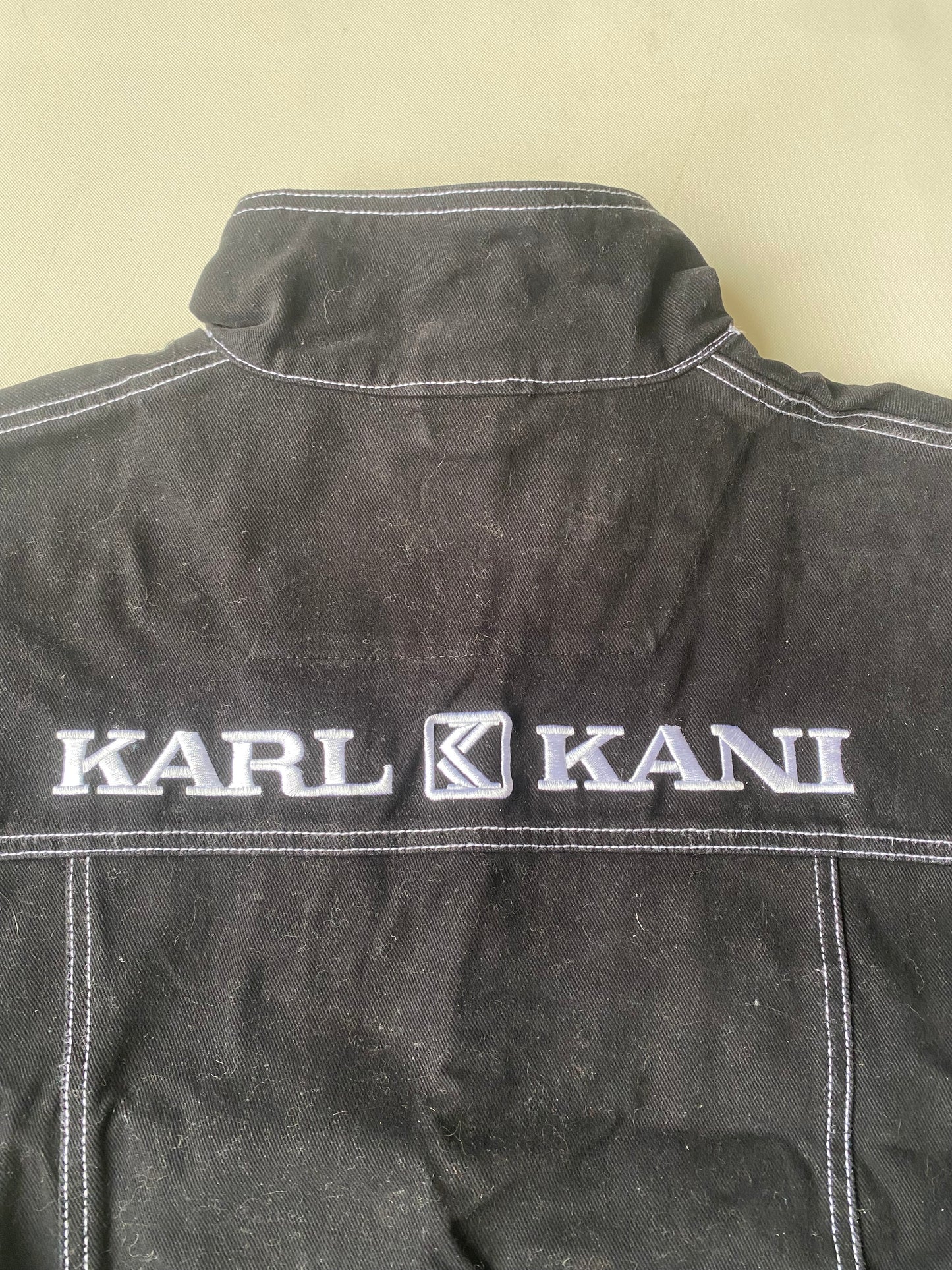 ✅ veste jean croptop Karl Kani, noir, M femme