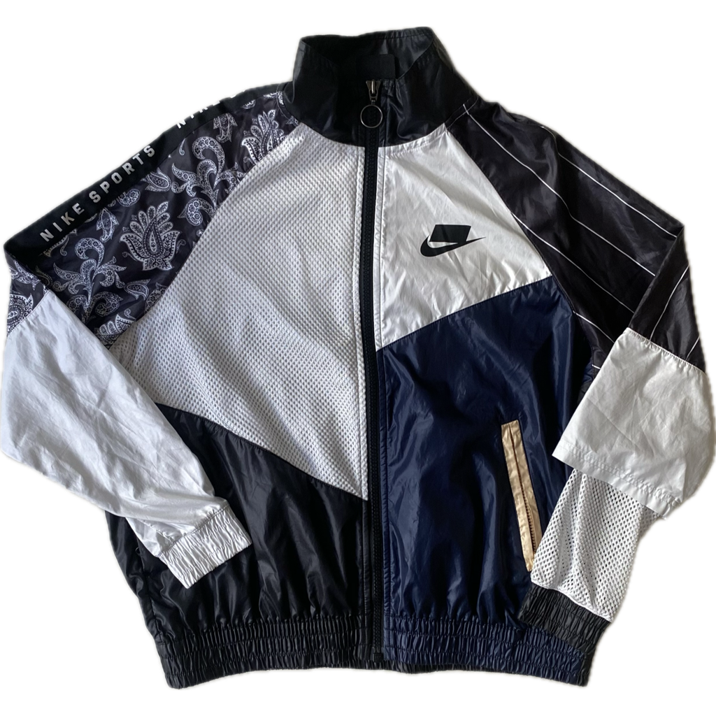 Veste jogging coupe-vent Nike, noir et blanc, S oversize