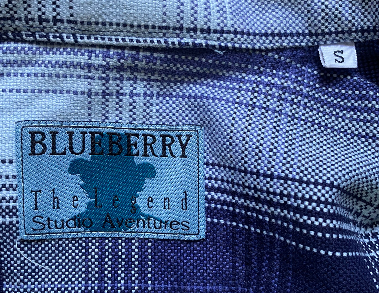 Chemise vintage Blueberry, bleu et carreaux, S/M