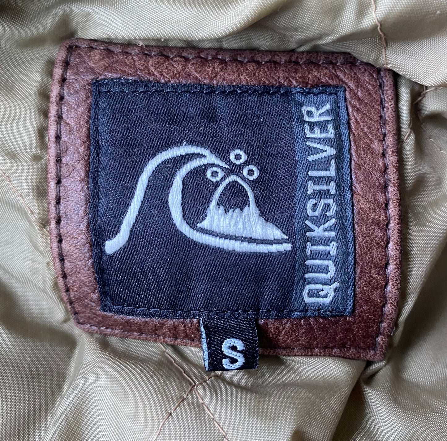 ✅ Veste cuir vintage Quiksilver, marron, S