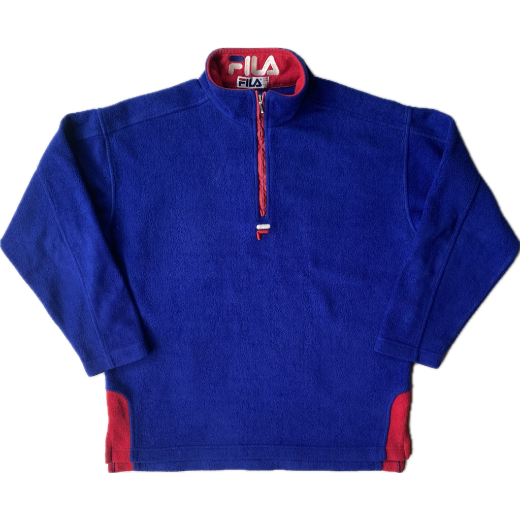 Polaire Fila vintage, bleu, M légèrement oversize