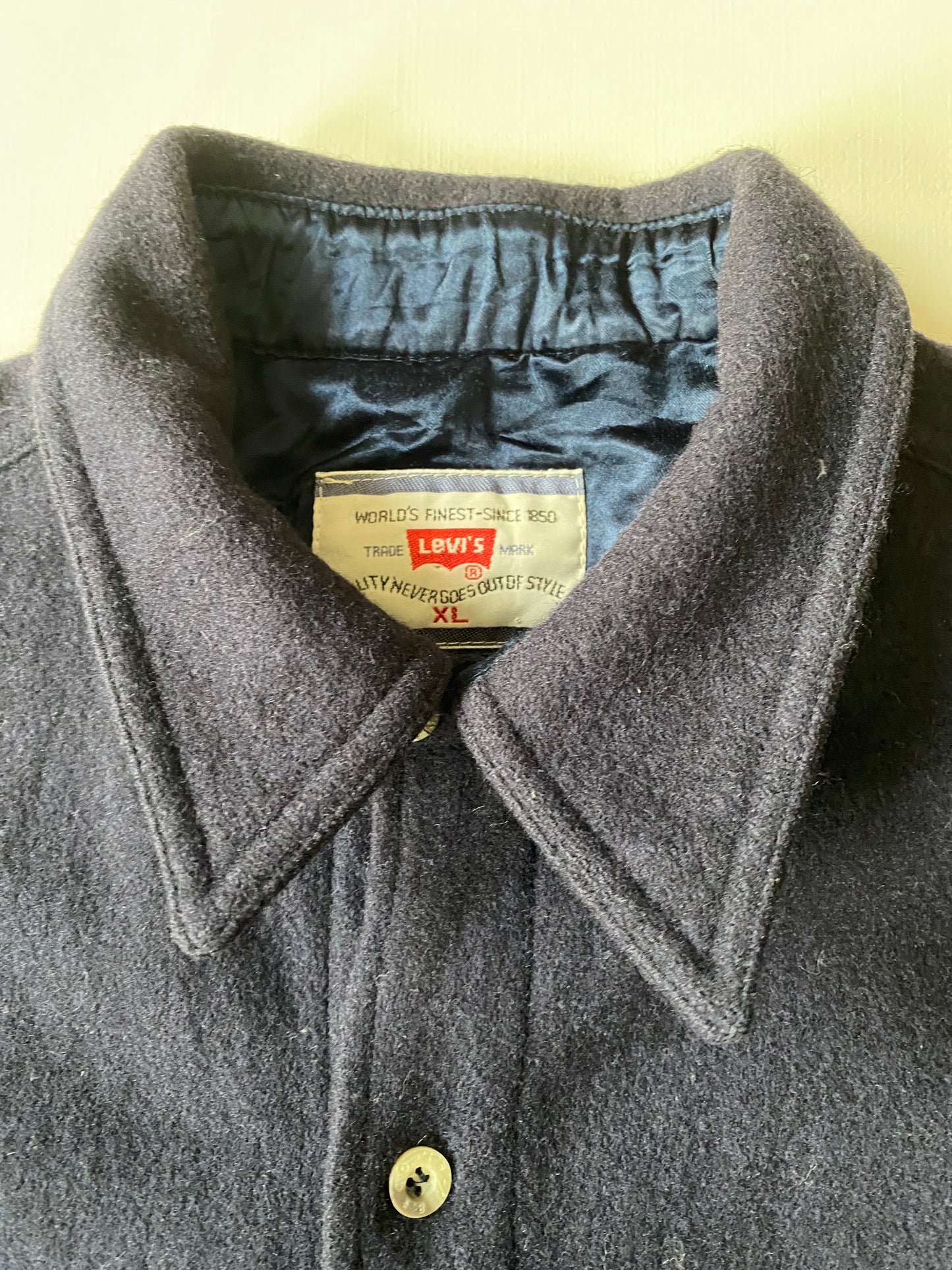 Veste chemise laine vintage Levi's, bleu marine, XL