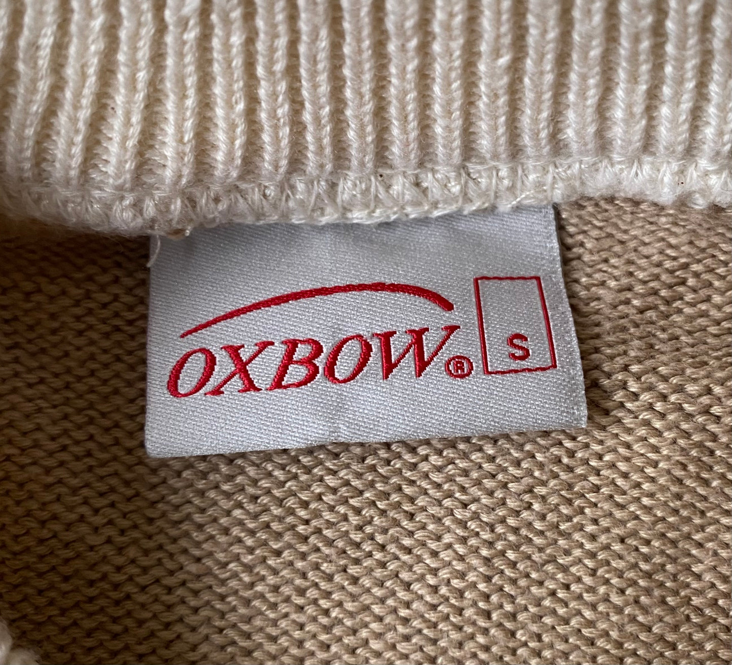 ✅ crewneck mailles Oxbow, crème / marron clair, S femme