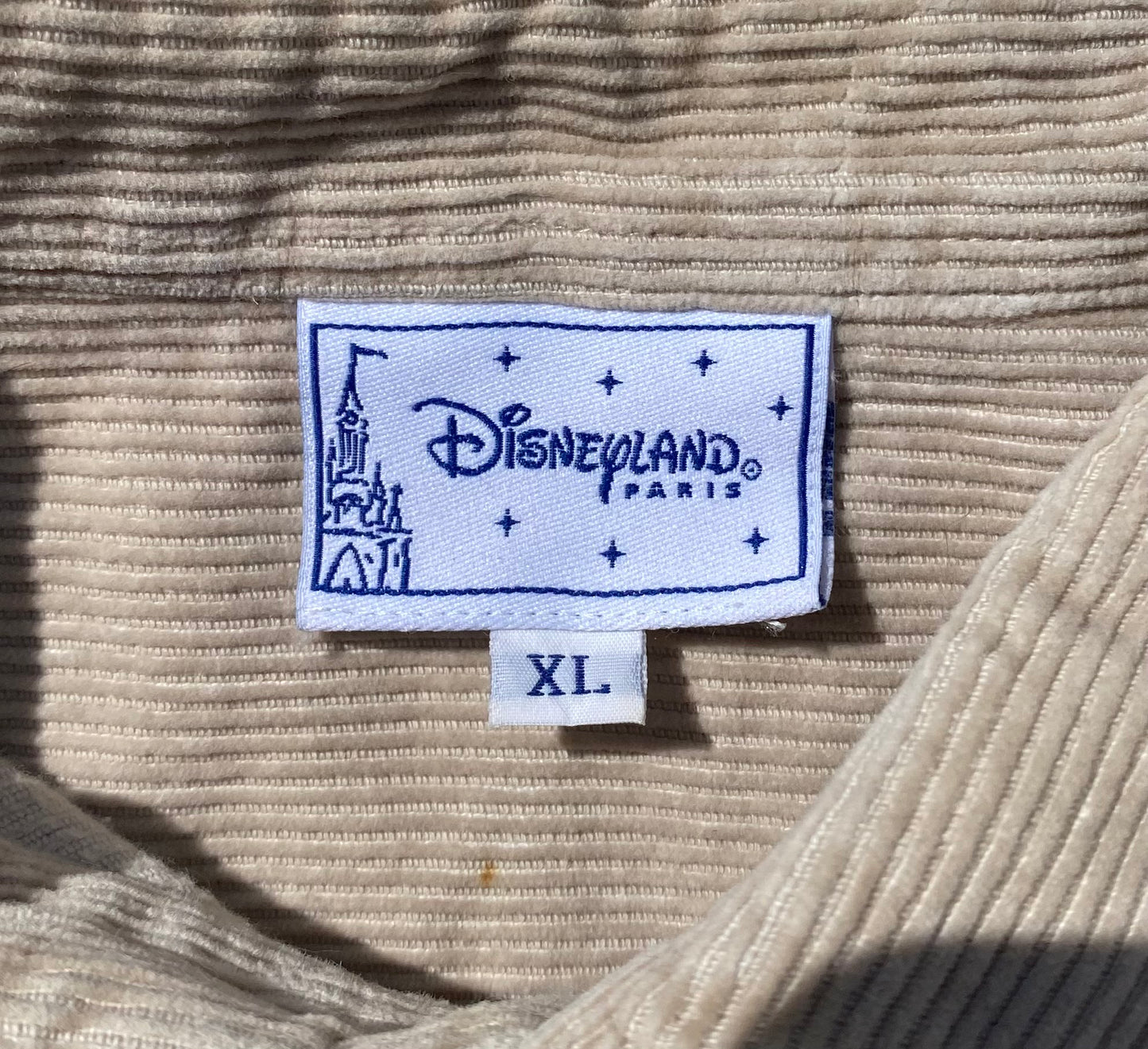 ✅ Chemise velours côtelé collector Mickey Disneyland Paris, beige, XL