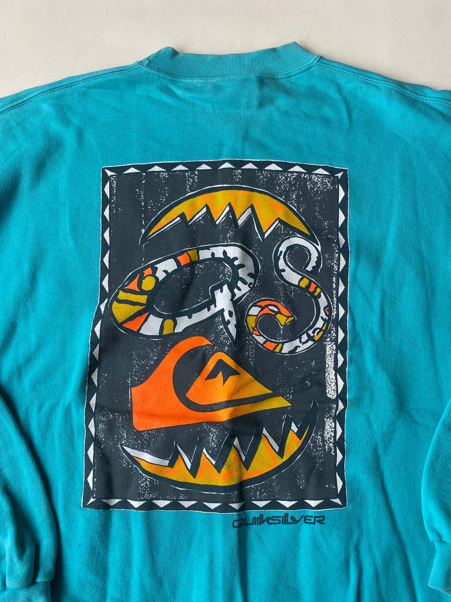 ✅ Pull Quiksilver vintage, bleu turquoise, XL