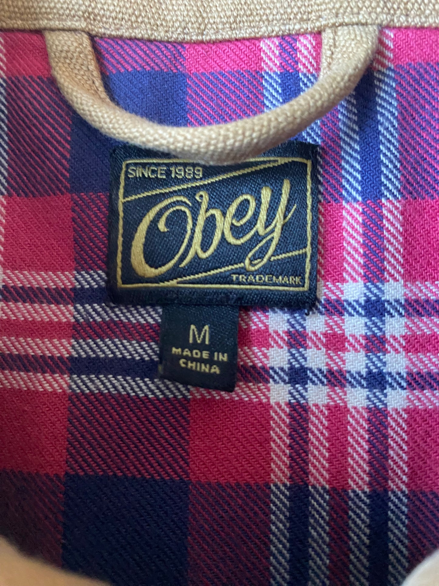 ✅ Veste jean Obey, marron clair, M