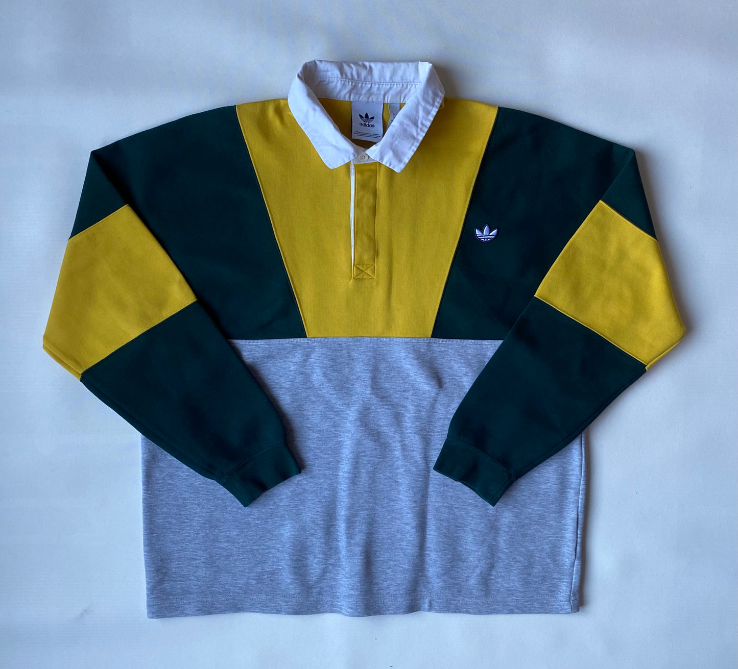 ✅ Pull polo Adidas, gris / vert / jaune, L