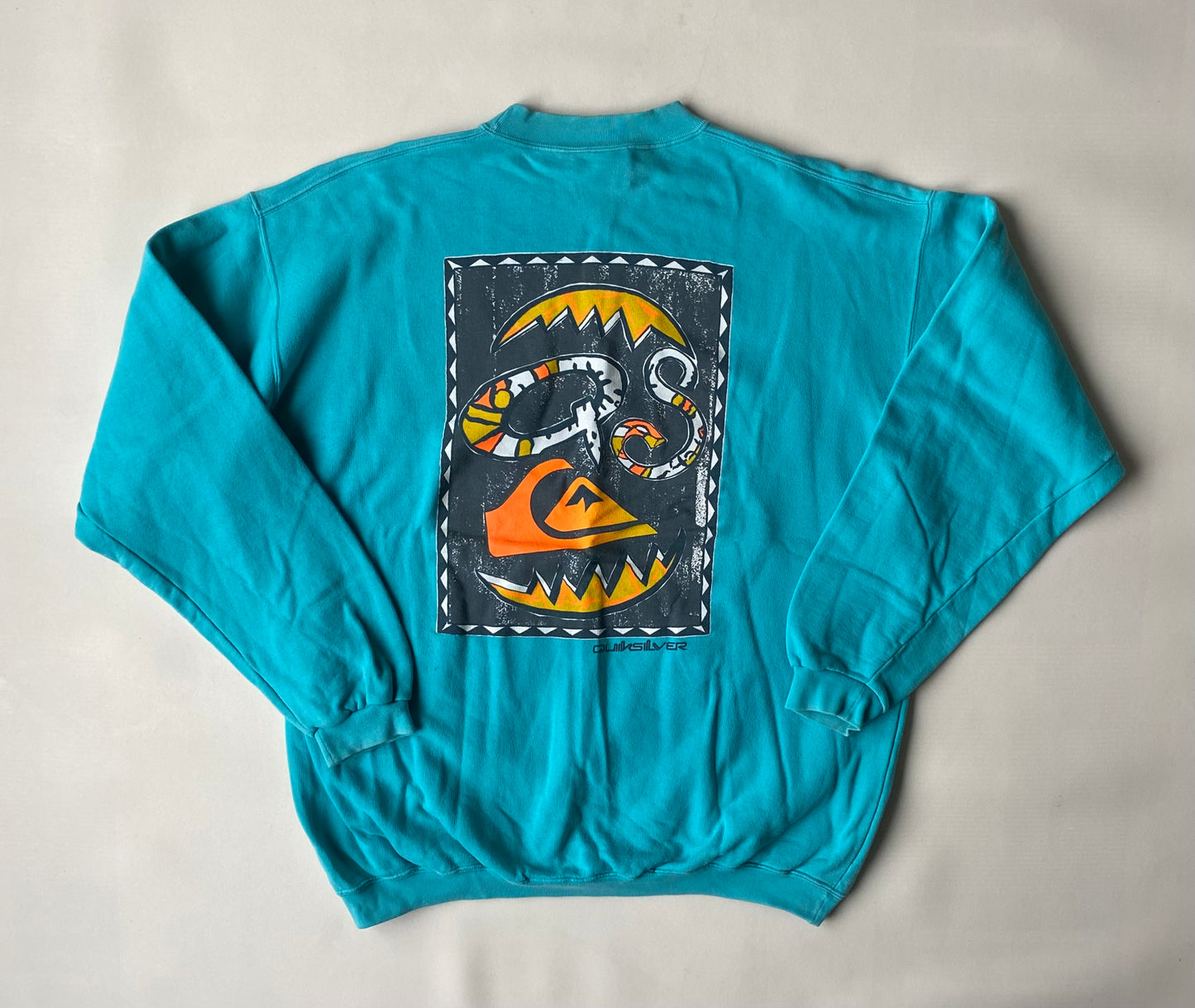 ✅ Pull Quiksilver vintage, bleu turquoise, XL