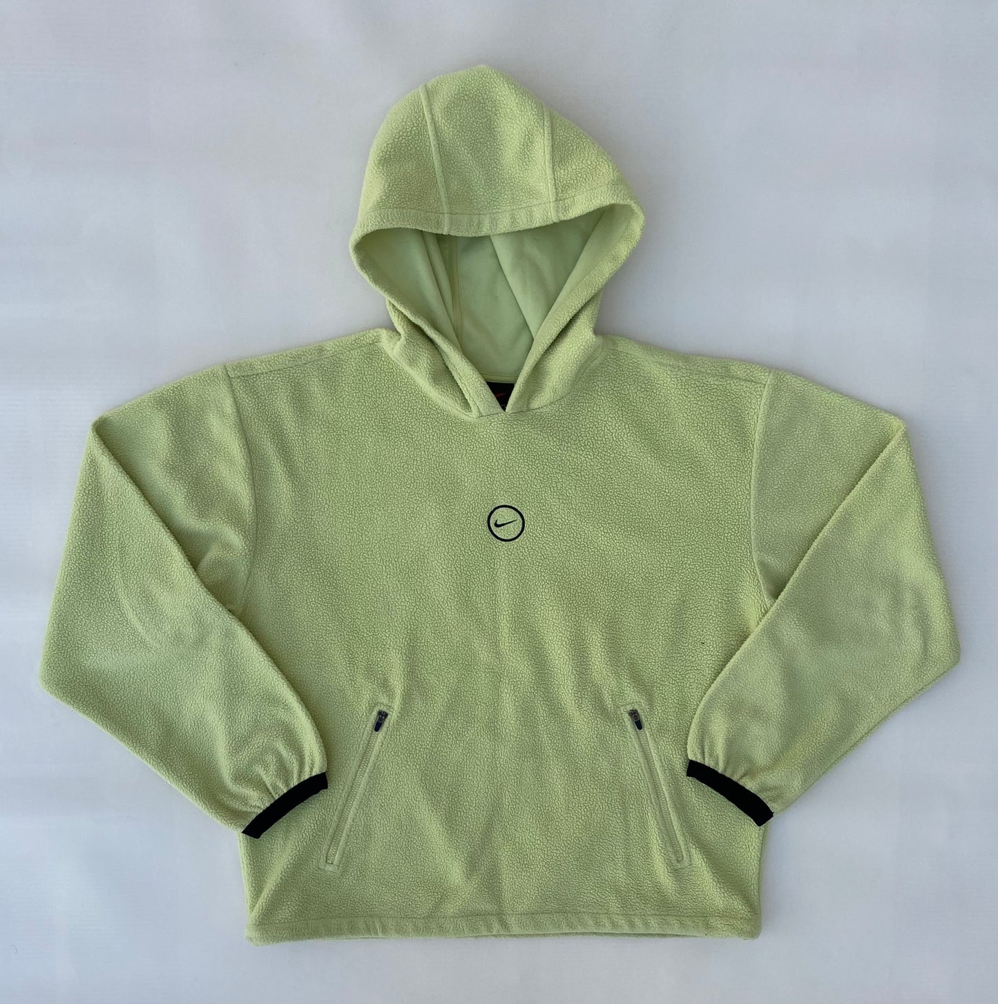 Pull à capuche vintage polaire Nike, jaune-vert, S