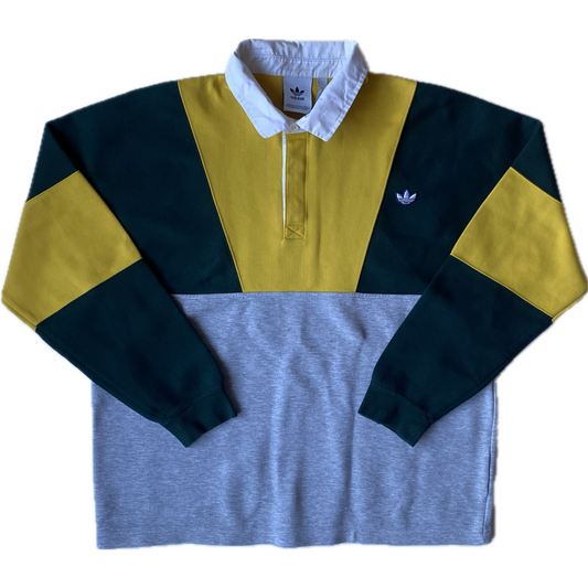 ✅ Pull polo Adidas, gris / vert / jaune, L