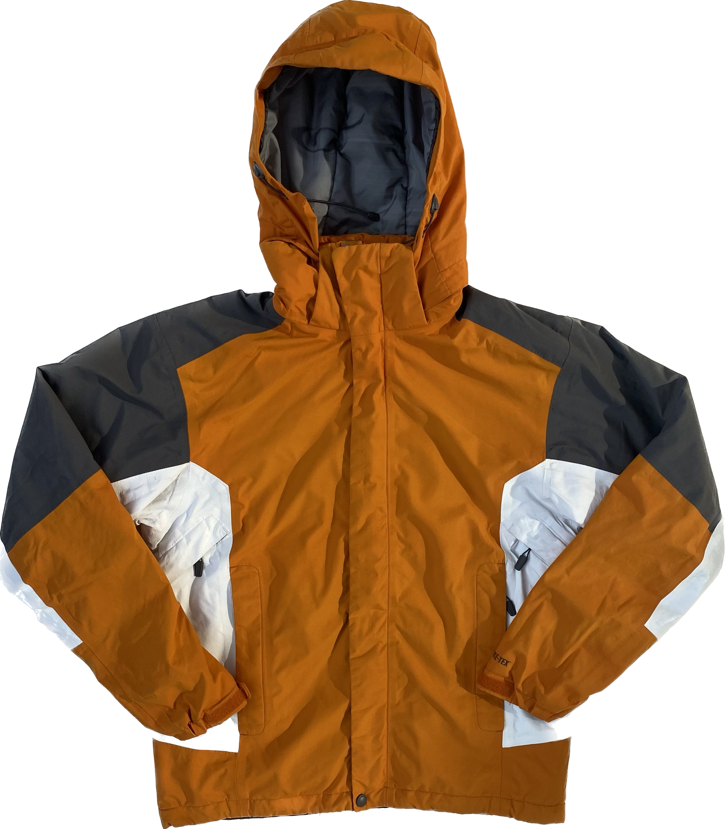 Veste goretex Salomon, orange/blanc/gris, M légèrement oversize