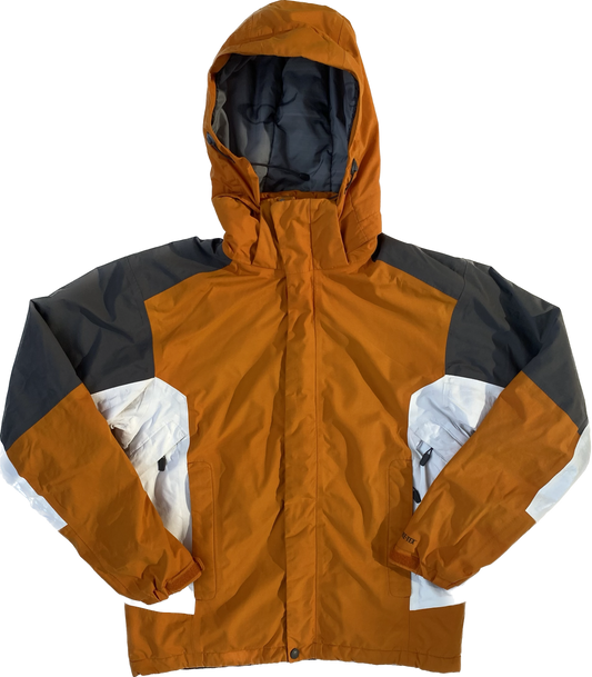 Veste goretex Salomon, orange/blanc/gris, M légèrement oversize