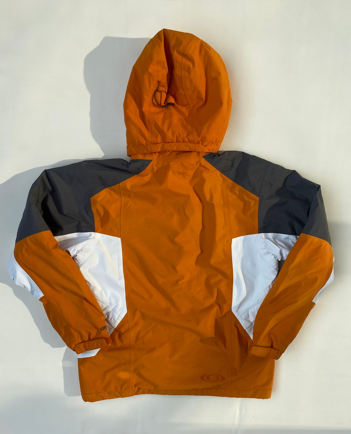 Veste goretex Salomon, orange/blanc/gris, M légèrement oversize