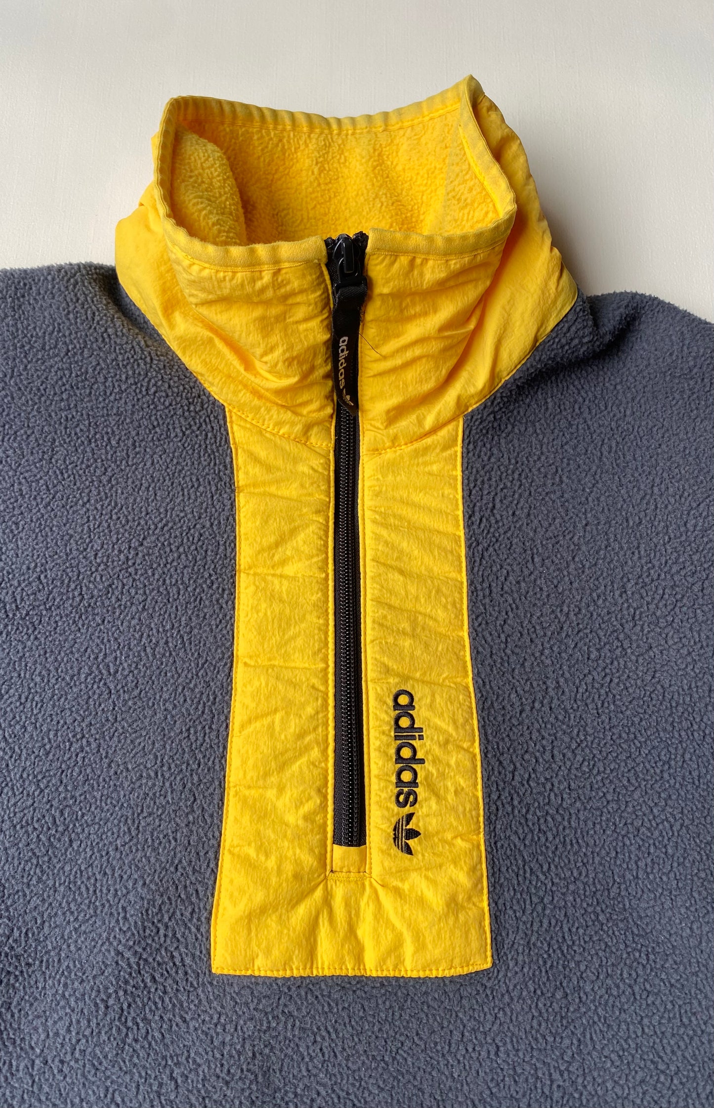 Polaire demi-zip Adidas, Gris/Jaune, M