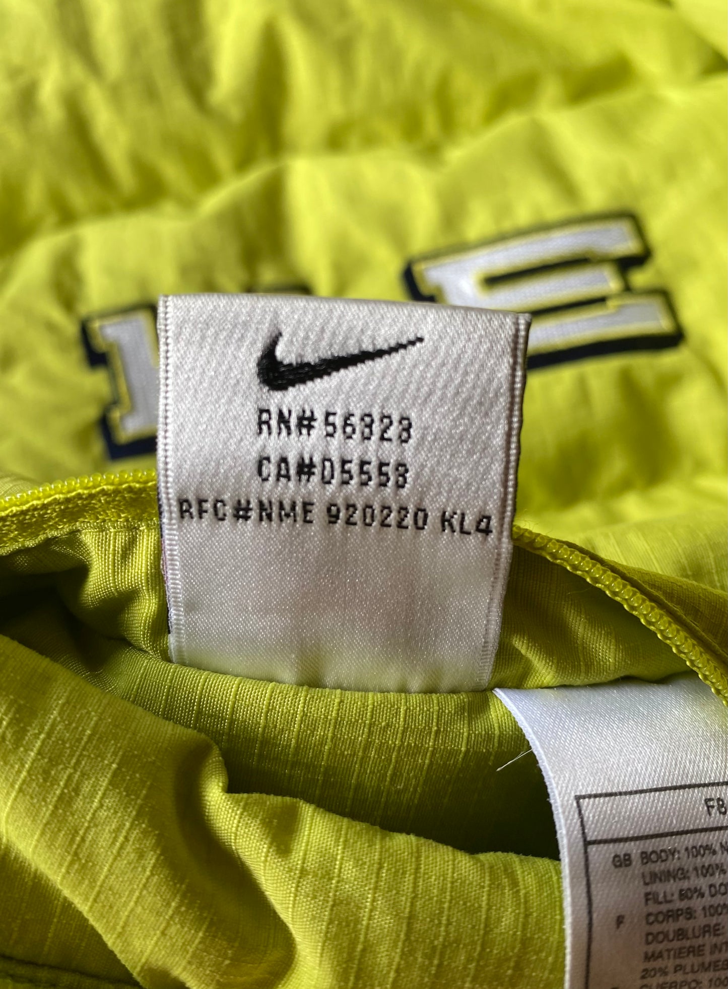 Doudoune vintage réversible Nike, Jaune/Vert/Marine, L