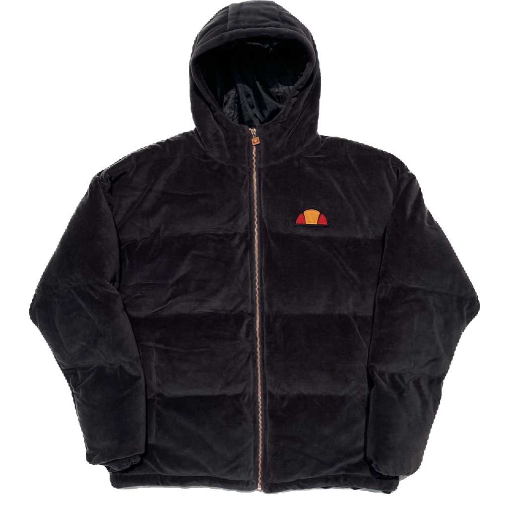 Doudoune Ellesse velours côtelé, noire, M légèrement oversize